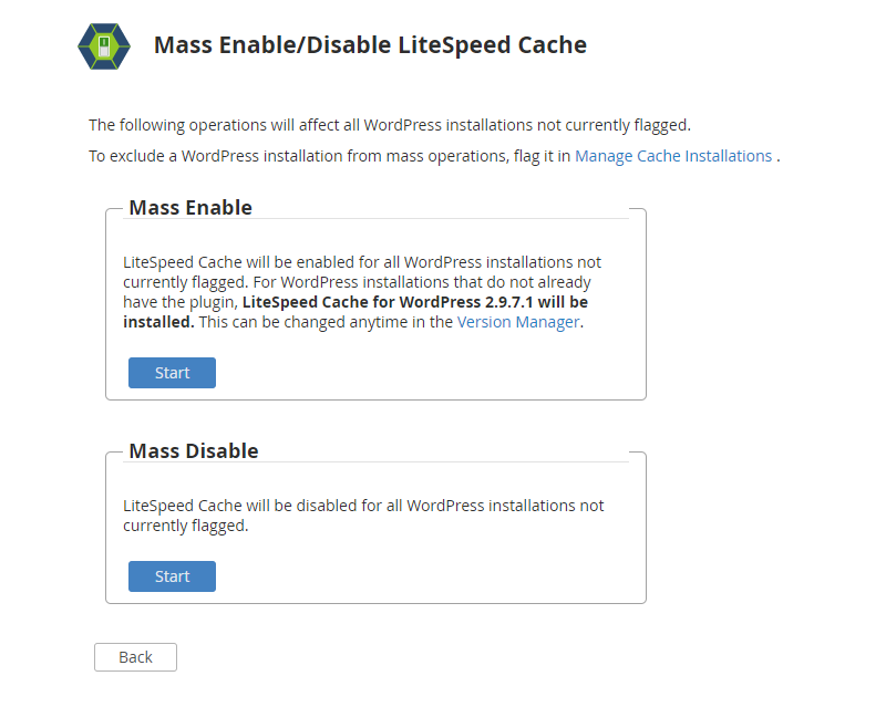 !WHM Plugin "Mass Enable/Disable LiteSpeed Cache" Page